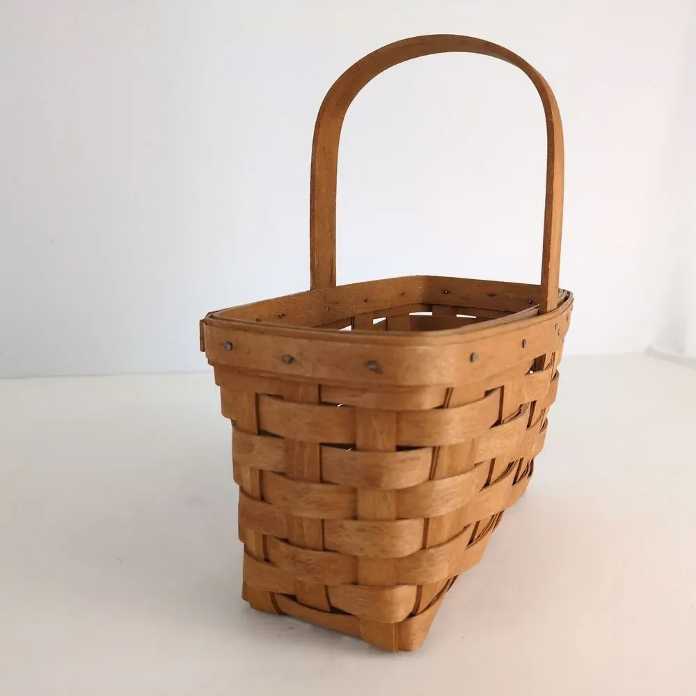 Vintage 1990 Longaberger Small Market Gathering‎ Basket Top Handle Maple Wood